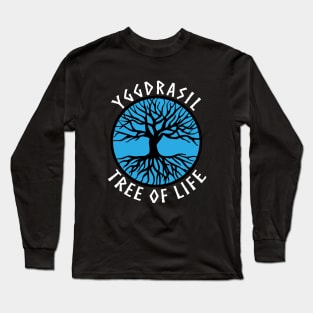 Tree of Life Yggdrasil Blue Paganism Symbol Long Sleeve T-Shirt